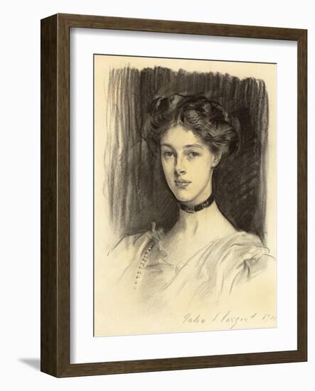 Portrait of Eva Katherine Balfour, Later Lady Buxton (1889-1978), 1911 (Black Chalk on Paper)-John Singer Sargent-Framed Giclee Print