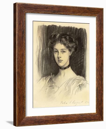 Portrait of Eva Katherine Balfour, Later Lady Buxton (1889-1978), 1911 (Black Chalk on Paper)-John Singer Sargent-Framed Giclee Print