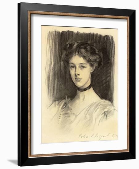 Portrait of Eva Katherine Balfour, Later Lady Buxton (1889-1978), 1911 (Black Chalk on Paper)-John Singer Sargent-Framed Giclee Print