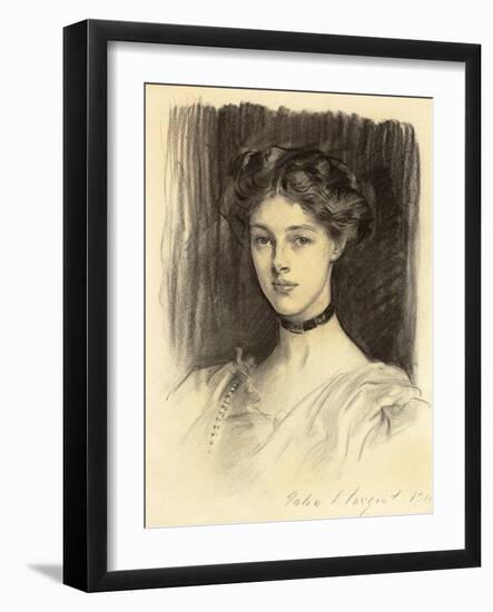 Portrait of Eva Katherine Balfour, Later Lady Buxton (1889-1978), 1911 (Black Chalk on Paper)-John Singer Sargent-Framed Giclee Print