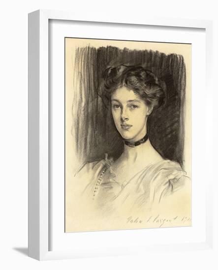 Portrait of Eva Katherine Balfour, Later Lady Buxton (1889-1978), 1911 (Black Chalk on Paper)-John Singer Sargent-Framed Giclee Print