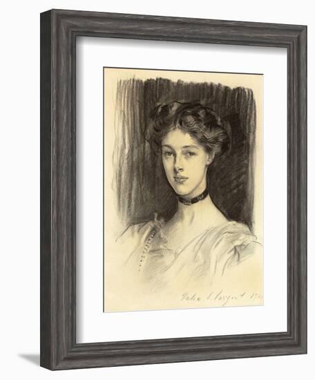 Portrait of Eva Katherine Balfour, Later Lady Buxton (1889-1978), 1911 (Black Chalk on Paper)-John Singer Sargent-Framed Giclee Print