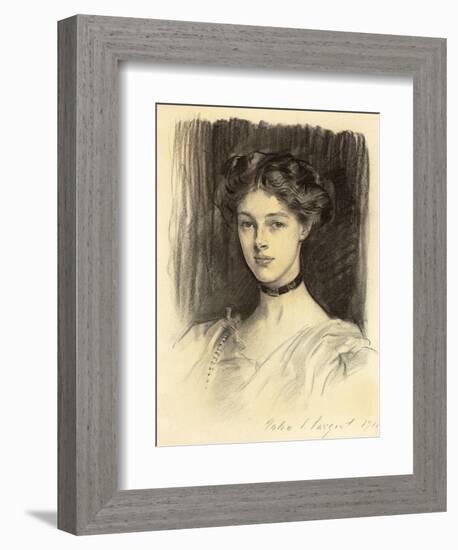 Portrait of Eva Katherine Balfour, Later Lady Buxton (1889-1978), 1911 (Black Chalk on Paper)-John Singer Sargent-Framed Giclee Print