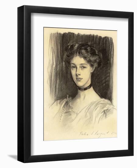 Portrait of Eva Katherine Balfour, Later Lady Buxton (1889-1978), 1911 (Black Chalk on Paper)-John Singer Sargent-Framed Giclee Print