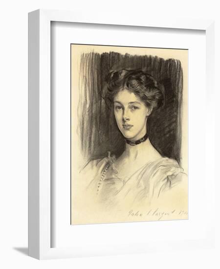 Portrait of Eva Katherine Balfour, Later Lady Buxton (1889-1978), 1911 (Black Chalk on Paper)-John Singer Sargent-Framed Giclee Print