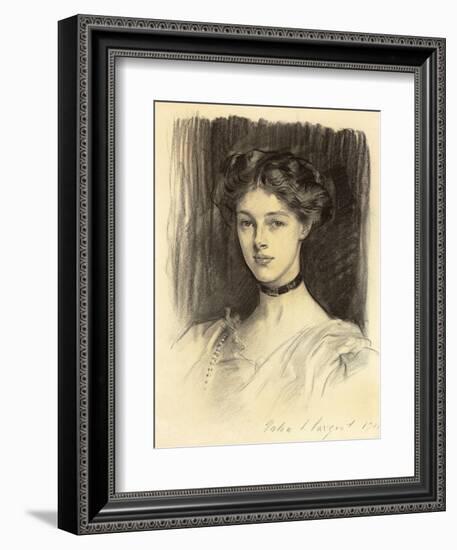 Portrait of Eva Katherine Balfour, Later Lady Buxton (1889-1978), 1911 (Black Chalk on Paper)-John Singer Sargent-Framed Giclee Print