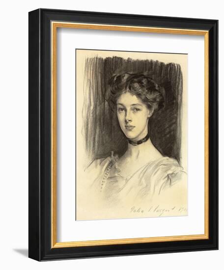 Portrait of Eva Katherine Balfour, Later Lady Buxton (1889-1978), 1911 (Black Chalk on Paper)-John Singer Sargent-Framed Giclee Print