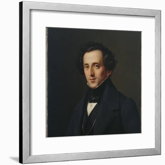 Portrait of Felix Mendelssohn, Duesseldorf, 1834-35-Ferdinand Theodor Hildebrandt-Framed Giclee Print