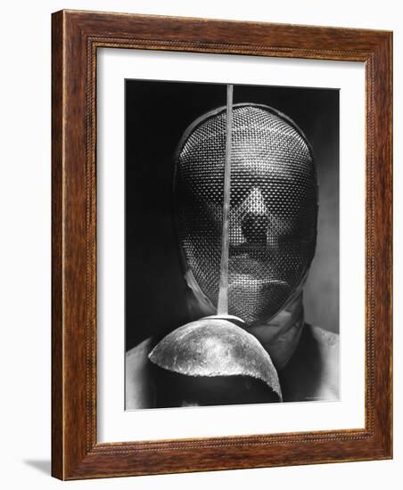 Portrait of Fencer Wearing Sabre Mask-Andreas Feininger-Framed Photographic Print