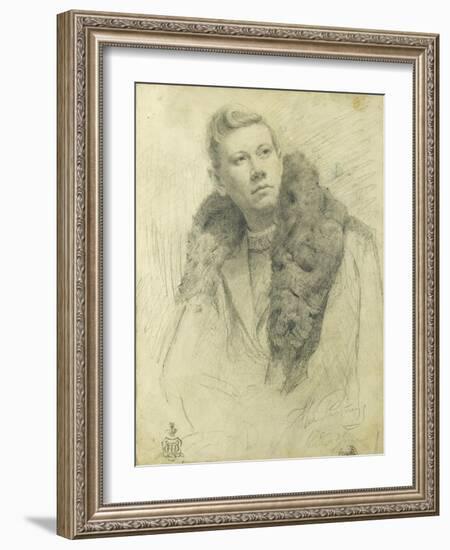 Portrait of Feodor Chaliapin, 1888 (Pencil on Paper)-Ilya Efimovich Repin-Framed Giclee Print