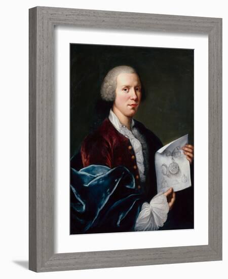 Portrait of Ferdinand Berthoud Holding a Parchment-Joseph Siffred Duplessis-Framed Giclee Print