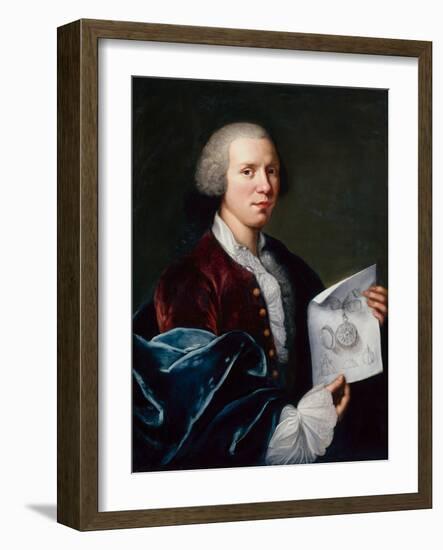 Portrait of Ferdinand Berthoud Holding a Parchment-Joseph Siffred Duplessis-Framed Giclee Print