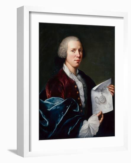 Portrait of Ferdinand Berthoud Holding a Parchment-Joseph Siffred Duplessis-Framed Giclee Print