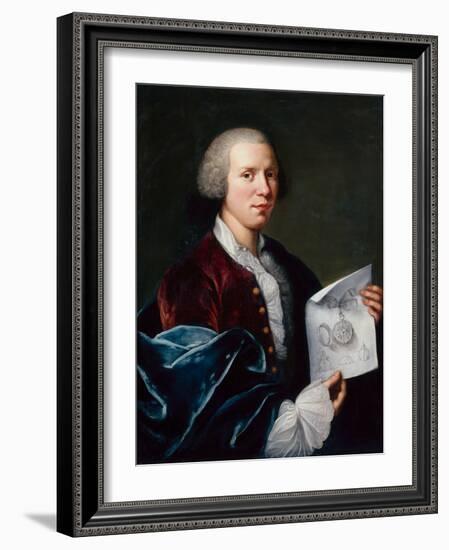 Portrait of Ferdinand Berthoud Holding a Parchment-Joseph Siffred Duplessis-Framed Giclee Print