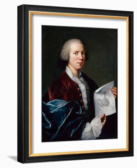 Portrait of Ferdinand Berthoud Holding a Parchment-Joseph Siffred Duplessis-Framed Giclee Print