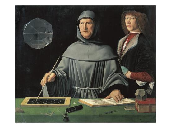 'Portrait of Fra Luca Pacioli with a Pupil' Art Print - Jacopo de
