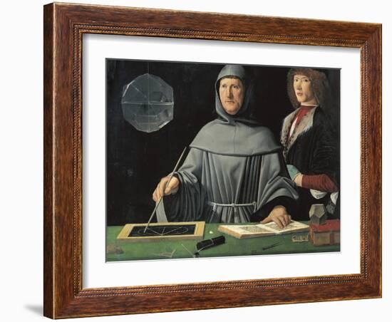 Portrait of Fra Luca Pacioli with a Pupil-Jacopo de'Barbari-Framed Art Print