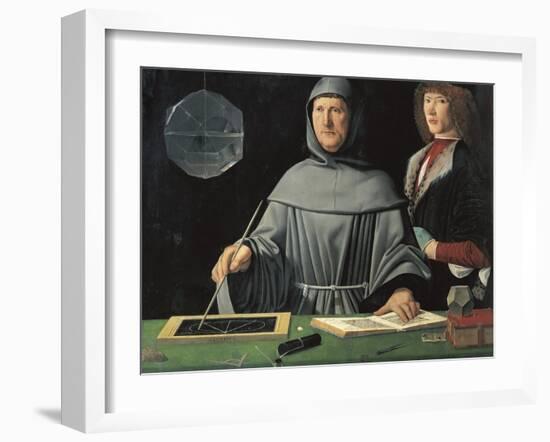 Portrait of Fra Luca Pacioli with a Pupil-Jacopo de'Barbari-Framed Art Print