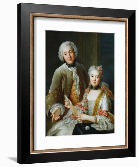 Portrait of Francois De Jullienne Standing Beside His Wife, Seated, C.1743-Antoine Coypel-Framed Giclee Print