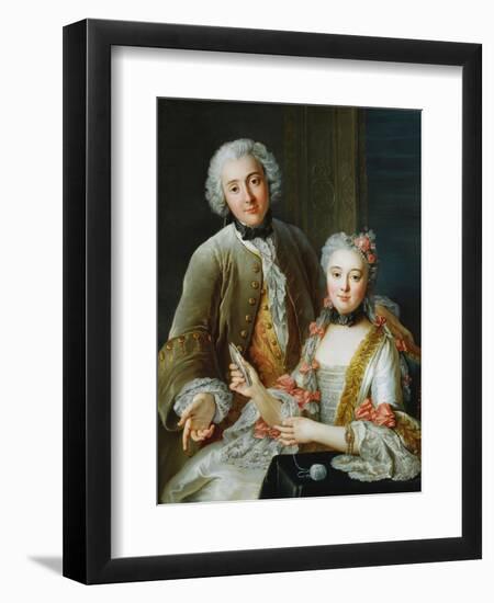 Portrait of Francois De Jullienne Standing Beside His Wife, Seated, C.1743-Antoine Coypel-Framed Giclee Print