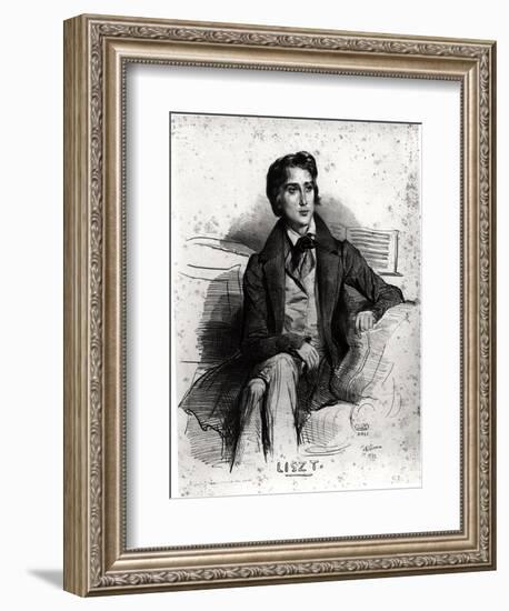 Portrait of Franz Liszt (1811-86) August 1832-Achille Deveria-Framed Giclee Print