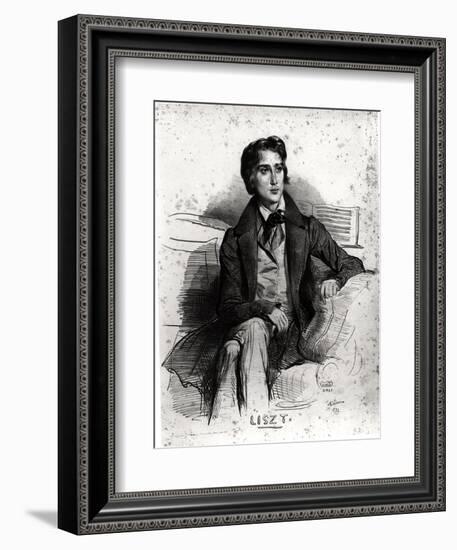 Portrait of Franz Liszt (1811-86) August 1832-Achille Deveria-Framed Giclee Print