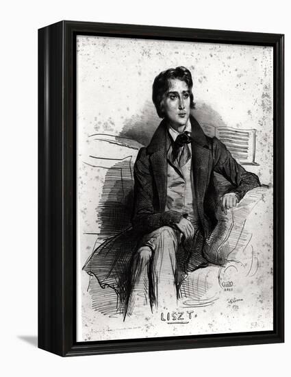 Portrait of Franz Liszt (1811-86) August 1832-Achille Deveria-Framed Premier Image Canvas