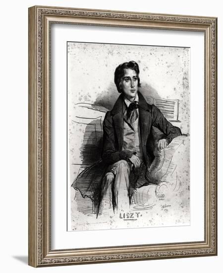 Portrait of Franz Liszt (1811-86) August 1832-Achille Deveria-Framed Giclee Print