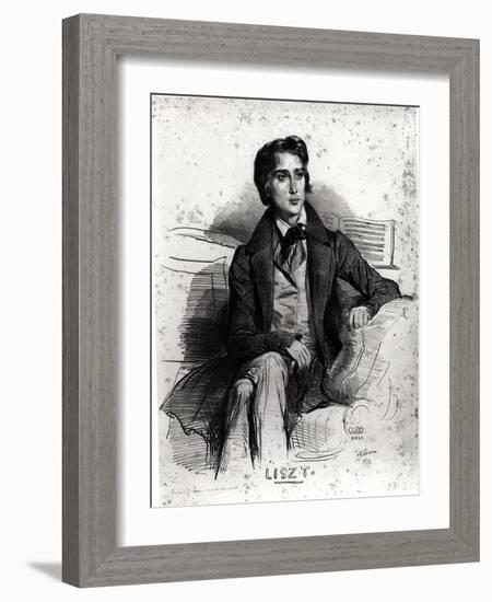 Portrait of Franz Liszt (1811-86) August 1832-Achille Deveria-Framed Giclee Print