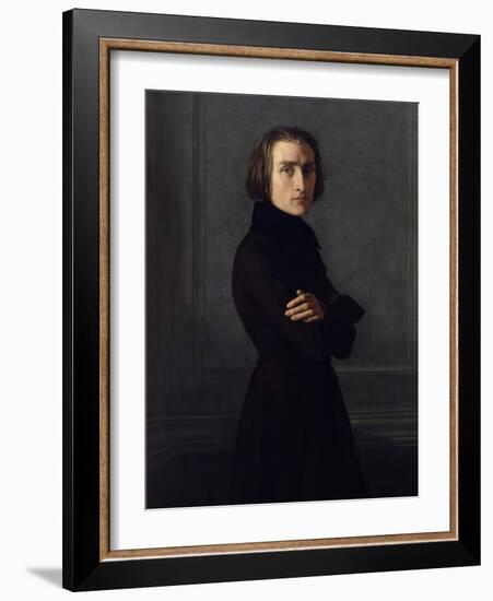 Portrait of Franz Liszt 1839-Henri Lehmann-Framed Giclee Print