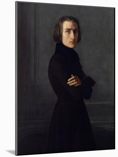 Portrait of Franz Liszt 1839-Henri Lehmann-Mounted Giclee Print