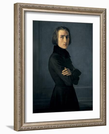 Portrait of Franz Liszt-Henri Lehmann-Framed Art Print