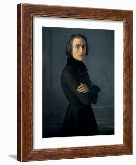 Portrait of Franz Liszt-Henri Lehmann-Framed Art Print