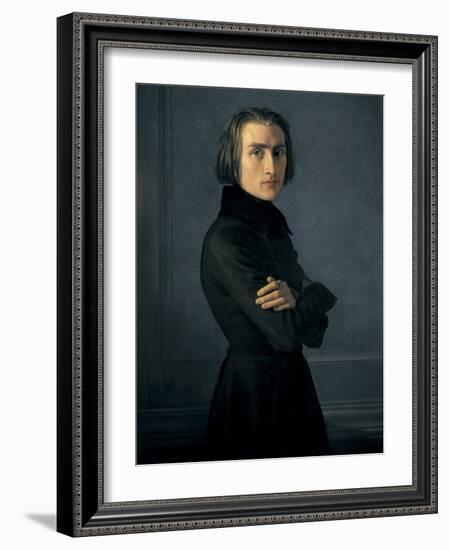 Portrait of Franz Liszt-Henri Lehmann-Framed Art Print