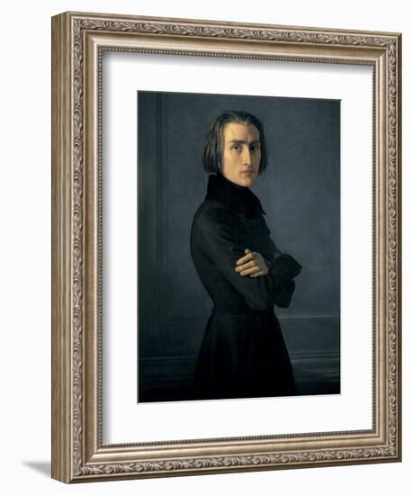 Portrait of Franz Liszt-Henri Lehmann-Framed Art Print