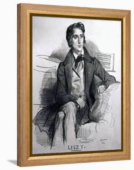 Portrait of Franz Liszt-Achille Deveria-Framed Premier Image Canvas