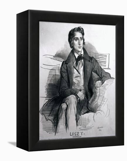 Portrait of Franz Liszt-Achille Deveria-Framed Premier Image Canvas