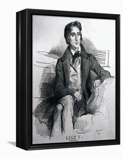 Portrait of Franz Liszt-Achille Deveria-Framed Premier Image Canvas