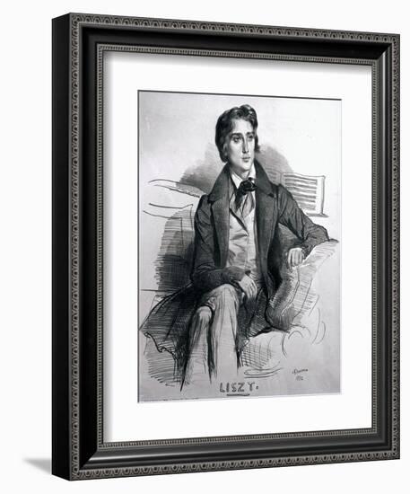 Portrait of Franz Liszt-Achille Deveria-Framed Giclee Print