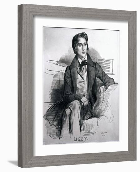 Portrait of Franz Liszt-Achille Deveria-Framed Giclee Print