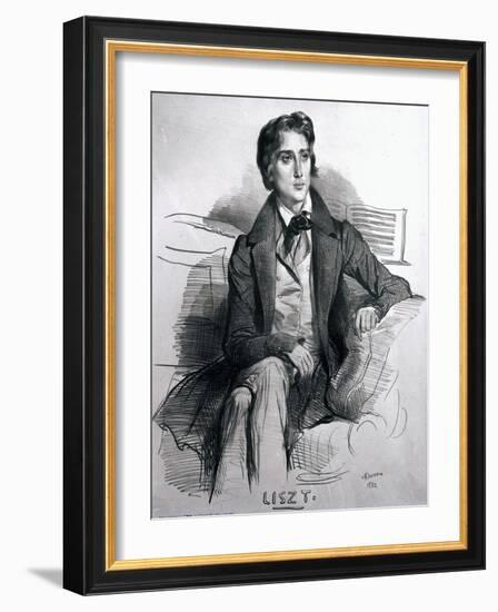 Portrait of Franz Liszt-Achille Deveria-Framed Giclee Print