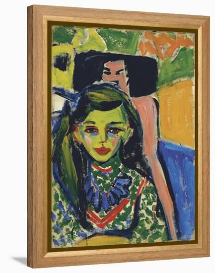 Portrait of Franzi in Front of Carved Chair, 1910-Ernst Ludwig Kirchner-Framed Premier Image Canvas