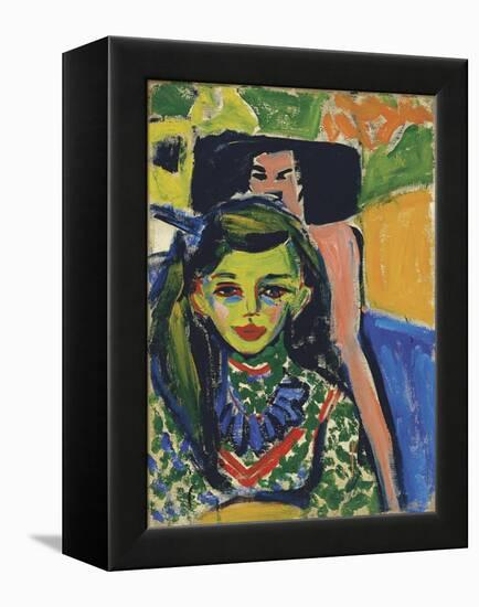 Portrait of Franzi in Front of Carved Chair, 1910-Ernst Ludwig Kirchner-Framed Premier Image Canvas