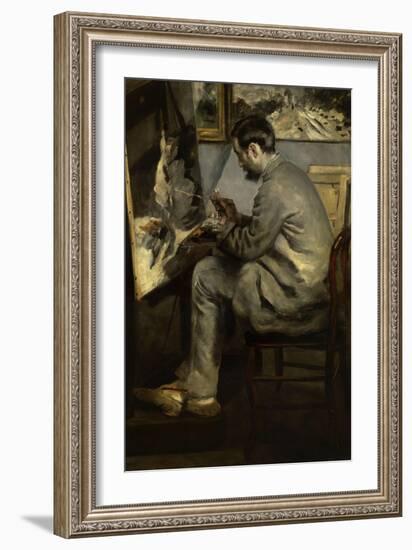 Portrait of Frederic Bazille Painting 'The Heron in Flight,' 1867-Pierre-Auguste Renoir-Framed Art Print