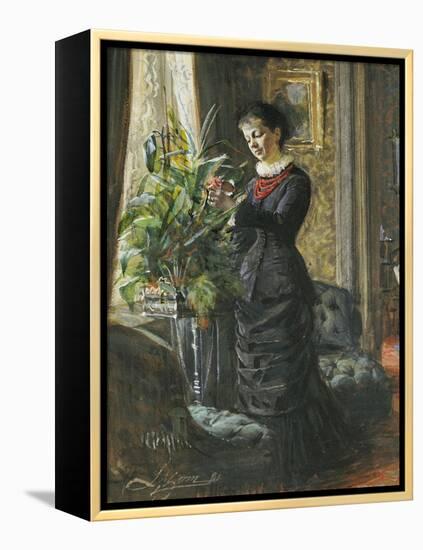 Portrait of Fru Lisen Samson, Nee Hirsch, Arranging Flowers at a Window, 1881-Anders Leonard Zorn-Framed Premier Image Canvas