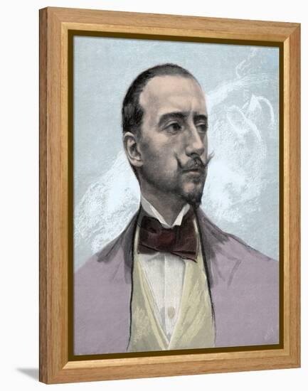 Portrait of Gabriele D'annunzio (1863-1938) Italian Poet, Engraving after Francesco Paolo Michetti-Francesco Paolo Michetti-Framed Premier Image Canvas