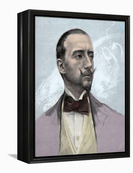 Portrait of Gabriele D'annunzio (1863-1938) Italian Poet, Engraving after Francesco Paolo Michetti-Francesco Paolo Michetti-Framed Premier Image Canvas