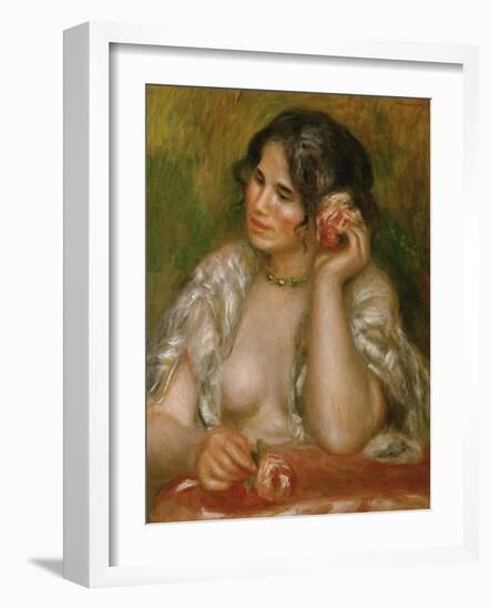 Portrait of Gabrielle Renard (1878-1959) or Gabrielle with Rose, 1911-Pierre-Auguste Renoir-Framed Giclee Print