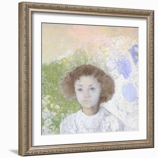 Portrait of Genevieve De Gonet as a Child, 1907-Odilon Redon-Framed Giclee Print