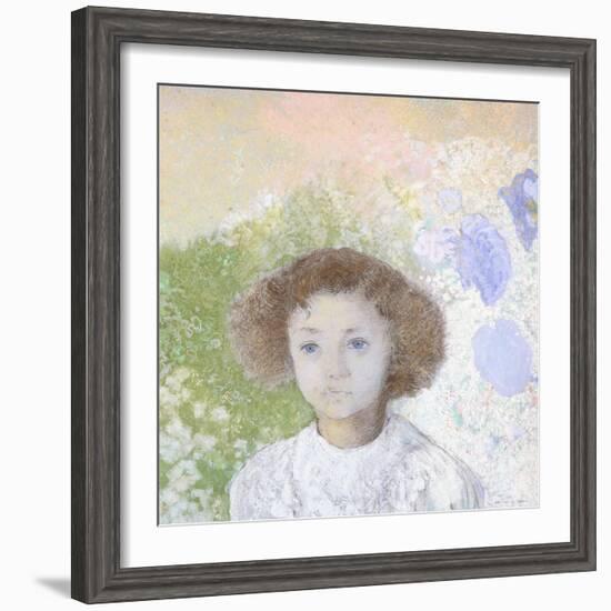 Portrait of Genevieve De Gonet as a Child, 1907-Odilon Redon-Framed Giclee Print